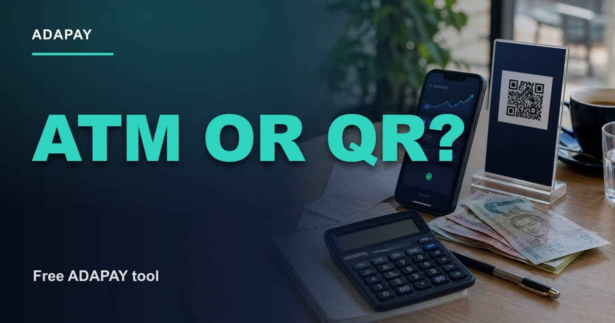 Калькулятор оплаты через банкомат и QR — банкомат или QR? Миниатюра открытого графика ADAPAY